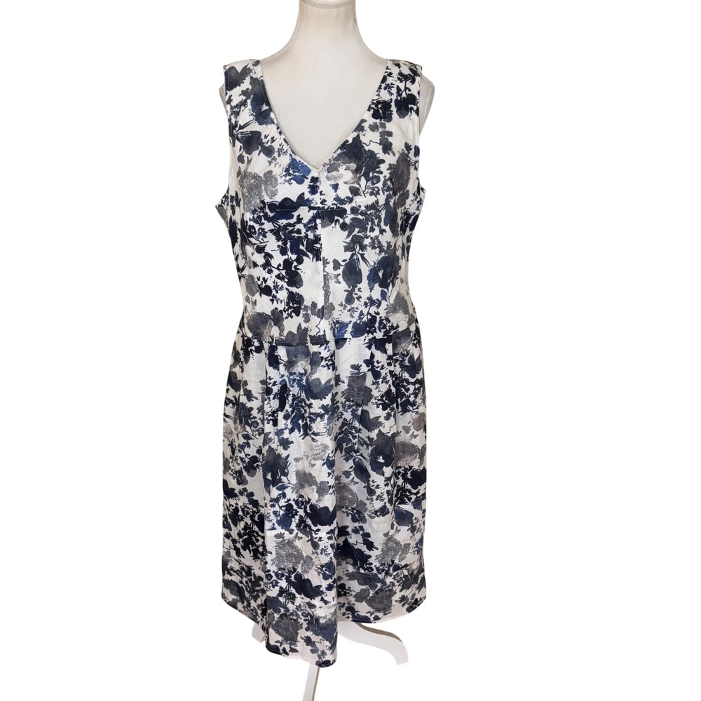 PERUVIAN‎ CONNECTION Linen Floral Midi Dress Size 14